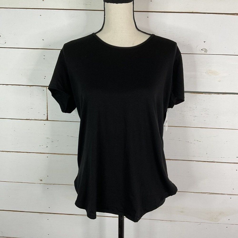 New Body Gym TShirt Activewear Top Short Sleeve  Recycled Black  Women's XL
